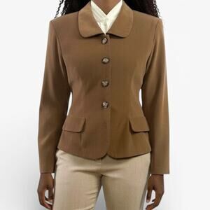 Vintage Sag Harbor Rust Brown Rounded Collar Structured Blazer Sz M